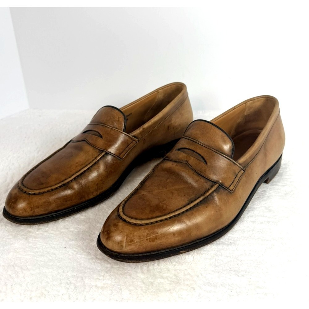 Foster & Son London Benchmade England Brown Leather Penny Loafers Men's 10.5
